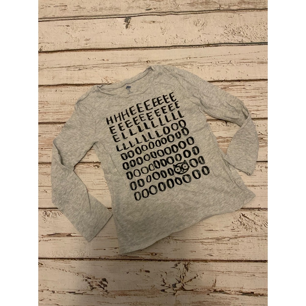 Old Navy Girls Gray Hello Owl Graphic Long Sleeve Tee Shirt Size M 8